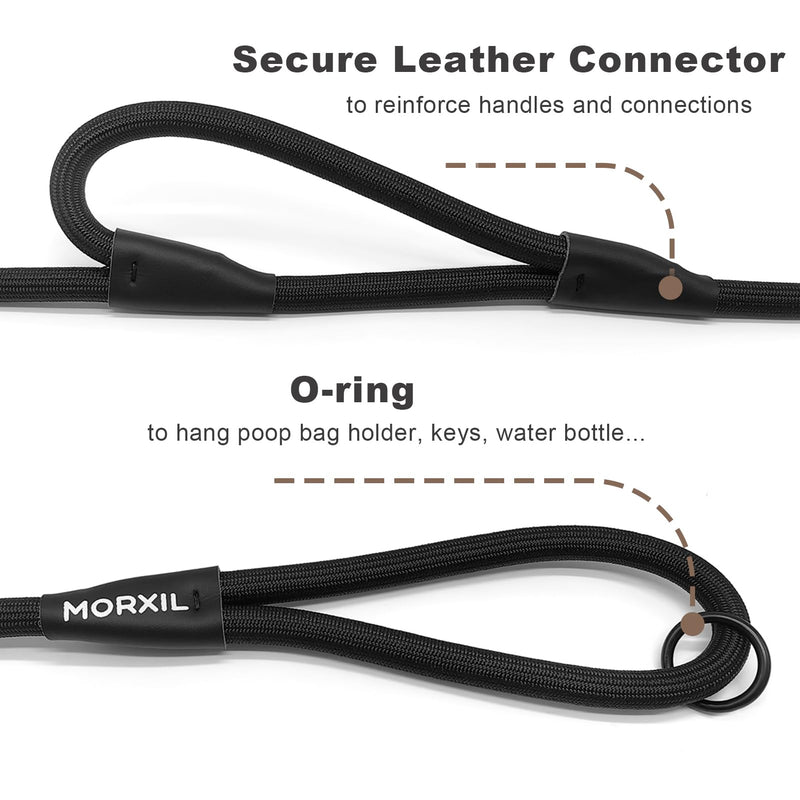 Rope Dog Leash, 4 ft Heavy Duty Dog Leash with Aviation Aluminum Auto Locking Carabiner, Strong Nylon Dog Lead for Small, Medium, Large Dogs (Black, 4FT) Black - BeesActive Australia