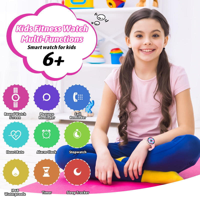 JOYELE Smart Watch for Kids Boy Girl, No Phone Needed Kids Watch Waterproof with 19 Sport Modes, Pedometer, Sleep Monitor, Kids Watch for Girls Boys 6-16 Birthday Gifts Toy Gift (Pink) Pink