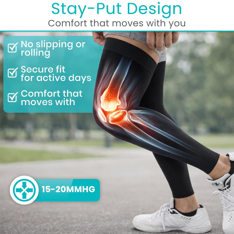 Vive Full Leg Compression Sleeves for Men & Women (Pair) - Knee, Calf, & Thigh Support Brace Wrap for Basketball, Football, Wrestling - Footless Long Running Accessories for Shin Splints (Medium) Medium - BeesActive Australia