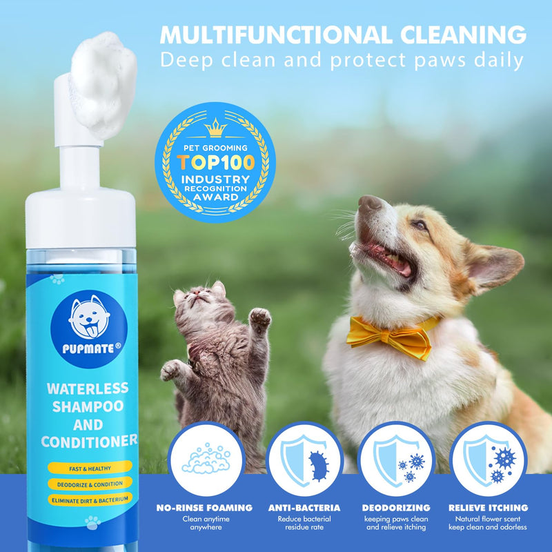 Paw Cleaner | No-Rinse Foaming Cleanser for Dogs Cats | 6.8 fl oz | Gentle and Safe | Pleasant Smell | Deep Clean Pet Paws | Bottle with Removable Soft Silicone Brush Paw Cleaner (1 Bottle) - BeesActive Australia