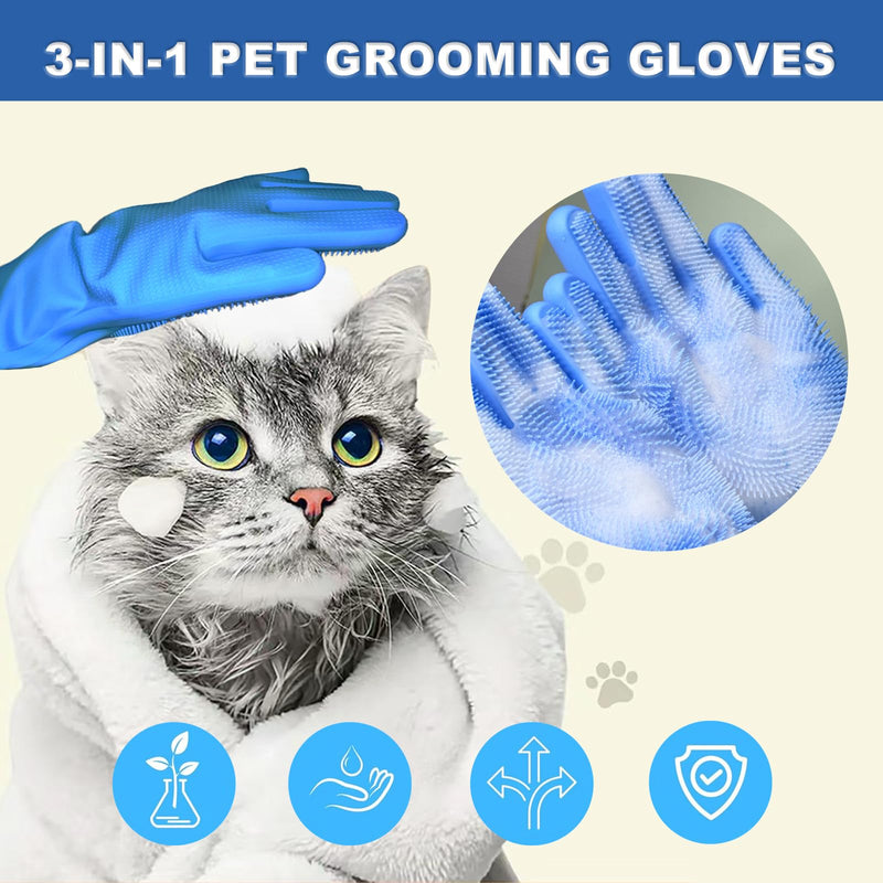 2pcs dog washing gloves and dog bath brush, 2-in-1 pet shower set | Suitable for dogs, cats, bath massage, and pet grooming - BeesActive Australia