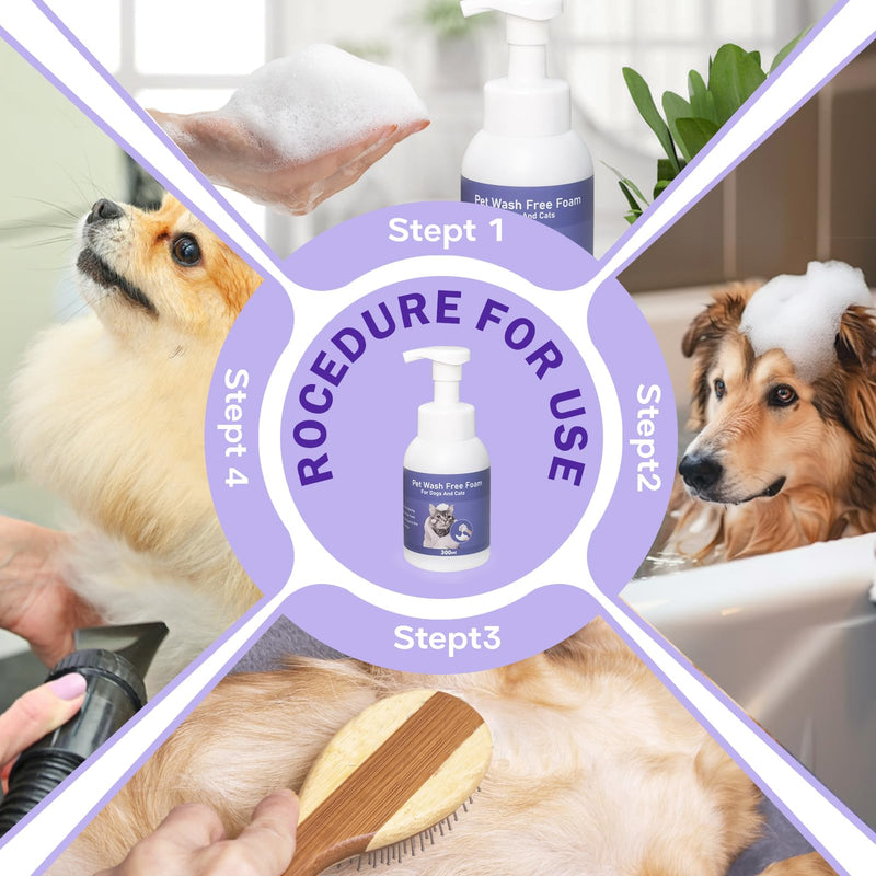 300ml/10oz Pet Waterless Dog Dry Shampoo for Dogs and Cats, Soothe Sensitive Skin and Itchy Dryness, Natural Dry Shampoo, No Rinse Foam Mousse for Pet Deep Cleansing Deodorizing and Grooming - BeesActive Australia