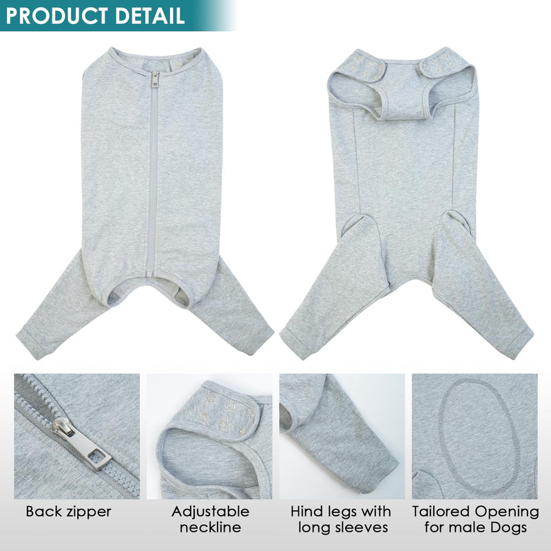 Katzinst dog bodysuit after surgery, dog costume for dogs after surgery with zip at the back, dog bodysuit after castration male for hair loss, anti-licking, wound protection, cone alternative, SHUHOUFU, grey, L L grey - BeesActive Australia