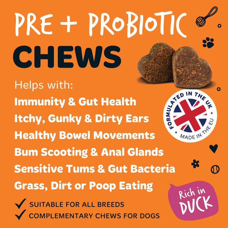 Bugalugs Probiotics for Dogs Natural Dog Treats with Pumpkin Powder for dogs – Gut Health, Sensitive Tums, Anal Glands, Scooting, Loose Stools, Smelly, Itchy Ears, Great for all dogs Probiotic Chews 300g