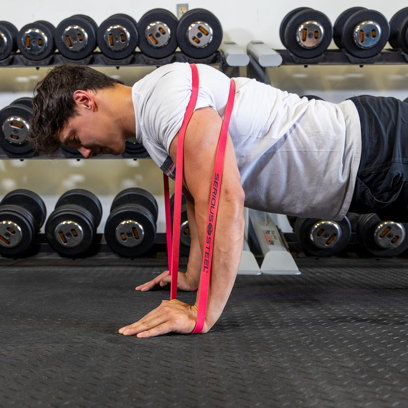 Serious Steel Fitness 37" Resistance Training Bands (Portable Exercise Band System Training Bands- Great for Individuals Looking for Tension Throughout The Exercise) #2 Red (10-50 lbs.) 37" - BeesActive Australia
