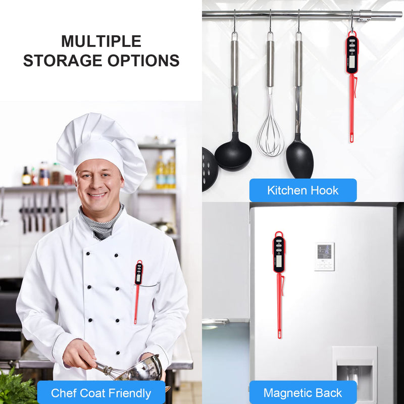 Lonicera Digital Cooking Thermometer for Bread Baking, Food and Water Temperature Measurement. Waterproof and Long Stem with Meat Temp Guide, Display with Backlit (Red) 1.1 Inches - BeesActive Australia