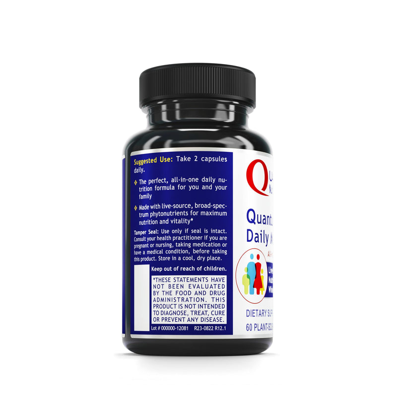 Quantum Nutrition Labs Daily Multivitamin - Multivitamin for Men and Women, Daily Nutrition Supplements with Calcium for Adults, Made with Cordyceps and Green Tea - 60 Vegetarian Capsules 60 Count (Pack of 1)