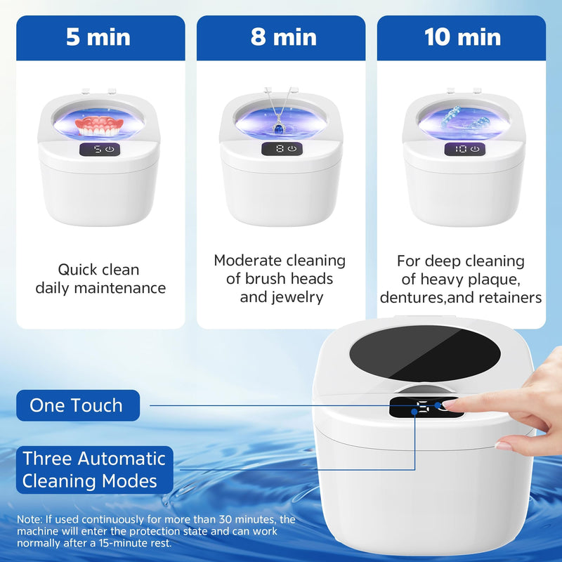 Professional Ultrasonic Retainer Cleaner Retainer Cleaning Machine - 45kHz Ultrasonic Cleaning, Suitable for Denture Mouth Guard Aligner Dental Trays M - BeesActive Australia
