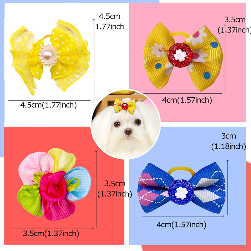 100pcs Dog Hair Bows, Bulk Pet Small Dog Bows Girl with Rubber Bands, Tiny Dog Hair Grooming Bows, Mix Dainty Puppy Dog Bows, Handmade Yorkie Dog Bows for Dog Hair Accessories Mix 100pc - BeesActive Australia