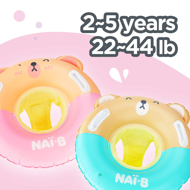 NAI-B Toddler Float Tube, Inflatable Swimming Pool Ring with Seat, Blow up Swim Training Aid Float Ring for 2-5 Year Old Boys Girls Toddler Kids Pink - BeesActive Australia