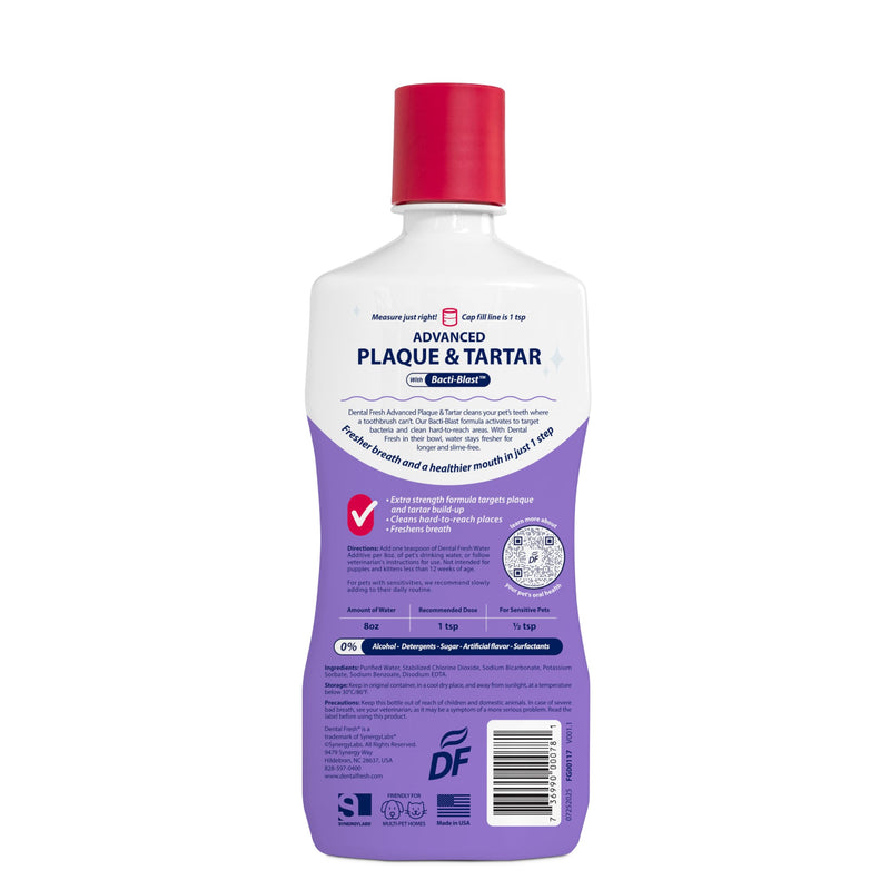 Dental Fresh – Advanced Plaque & Tartar Support Water Additive for Dogs & Cats – Helps Freshen Breath and Clean Teeth Without Brushing – 17 fl oz 17 Fl Oz (Pack of 1)