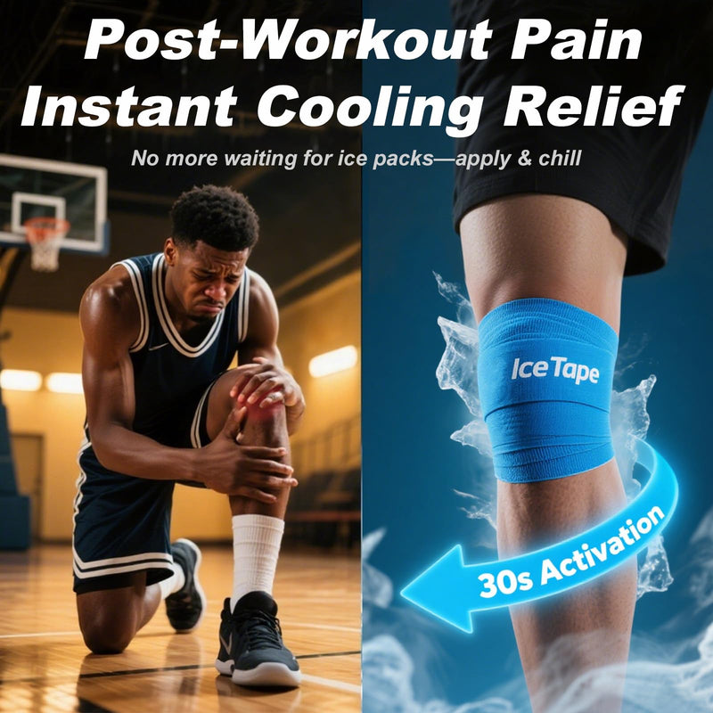 Ice Tape, Ice Cooling Athletic Tape for Sports, Self Stick Ice Bandage Wrap Tape for Knee, Ankle, Wrist, Sports Injuries, Pain & Swelling Relief, No Refrigeration Needed (Blue) Blue - BeesActive Australia