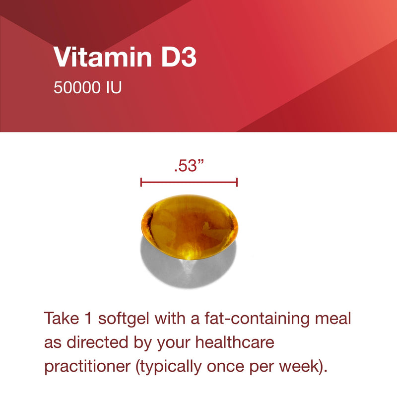 PROTOCOL FOR LIFE BALANCE Vitamin D3 50,000 IU, 50 Softgels | Supports Calcium Absorption*, Bone and Dental Health*, Immune System Function*, Supports Nervous System and Brain Function*