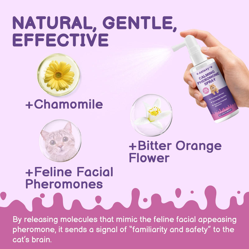 Cat Calming Pheromone Spray - Cat Calming Spray - Reduce Scratching, Fighting, Peeing, Marking - Cat Anxiety & Stress Relief - for Home, Travel, Vet Visits - with Cat Pheromone & Natural Ingredients