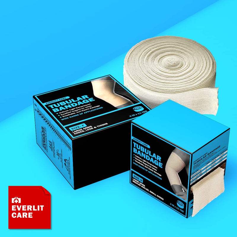 EVERLIT Elasticated Tubular Support Bandage | Stockinette Tubing for Large Arm, Knees, Legs | Light to Moderate Compression Bandage Roll For Tissue Support (Size G | 4.5" x 11 yd) Size G | 4.5" x 11 yd - BeesActive Australia
