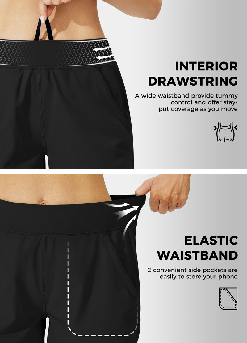 Willit Women's 3" Swim Board Shorts Swimming Bottoms with Brief Liner Quick Dry UPF 50+ XX-Large Black - BeesActive Australia