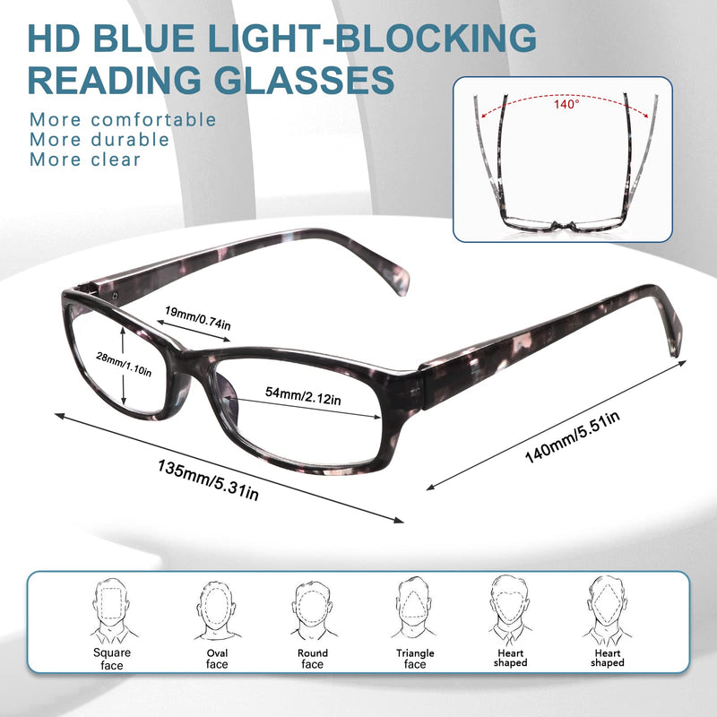 VIDEBLA 5 Pack Computer Reading Glasses Men and Women Anti Eyestrain Blue Light Blocking Glasses for Reading (5 Mix-2, 2.50) 5 Mix-2 2.5 x - BeesActive Australia