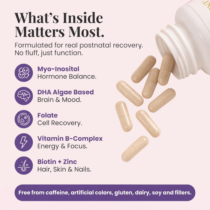 Align & Shine Postnatal Vitamins for Women - DHA, Iron, Folate, Vitamin B12 & Myo-Inositol | Postpartum Recovery - Breastfeeding Friendly - 1 Month Supply (60 Capsules)