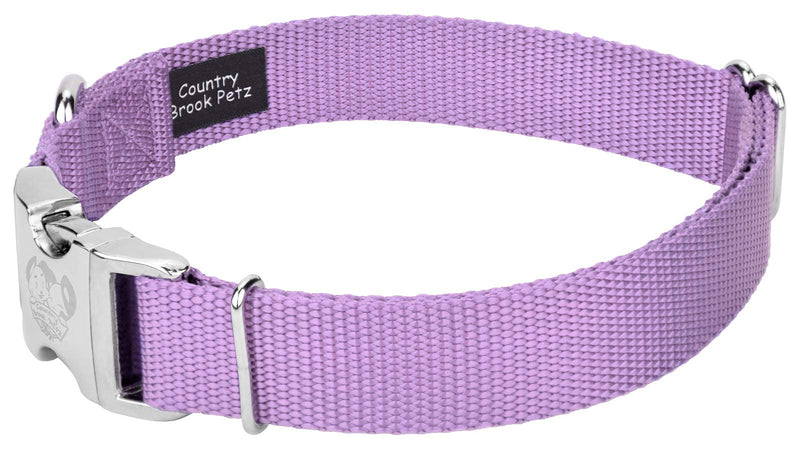 Country Brook Petz Premium Nylon Dog Collar with Metal Buckle for Small Medium Large Breeds - Vibrant 30+ Color Selection (Large, 1 Inch, Lavender) Large (Pack of 1) - BeesActive Australia