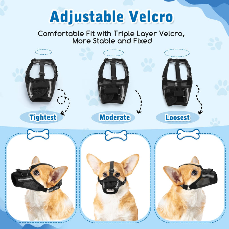 Nobleza - Dog Muzzle, Soft Mesh Muzzle for Medium Dogs, Breathable Reflective Adjustable Dog Muzzle, Prevents Biting, Chewing and Barking (M) M - BeesActive Australia