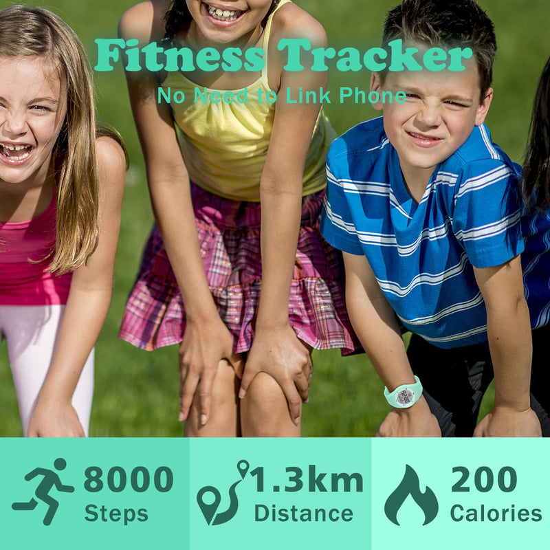 Kids Watches for Girls Boys Digital Sport Watch with Step Counter Pedometer Vibration Alarm Clock, No App Waterproof Fitness Tracker Kids Watch Boys Girls Teens Students Ages 5-16 121-F-LightGreen-W
