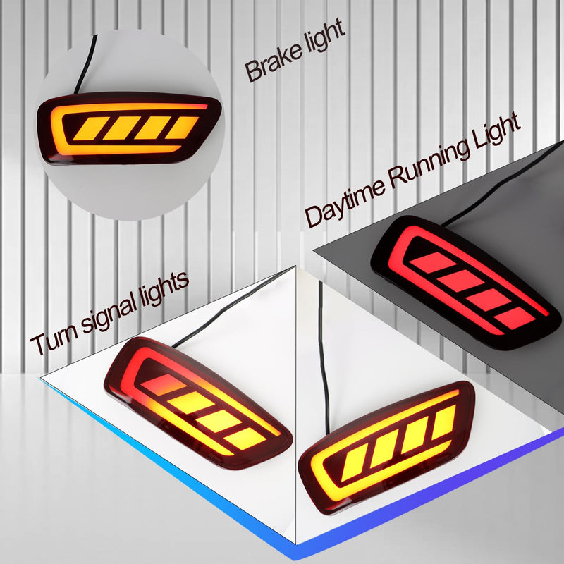 LED Rear Bumper Reflector Lights Trim for Jeep Grand Cherokee 2012-2021 Compass 2011-2017 for Dodge Journey 2011-2017 | Sequential Turn Signal, Red DRL & Brake Light (Red)