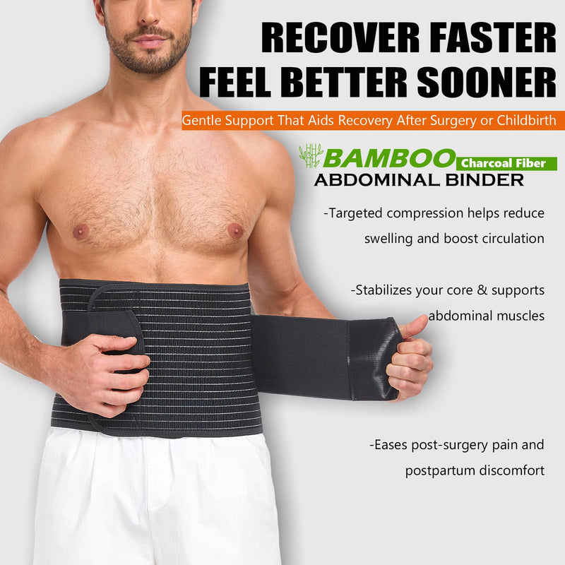 Abdominal Binder for Men and Women ‚Äì Post Surgery & Postpartum Recovery Hernia Support Belt Waist Trainer for Men Adjustable Compression Wrap (Black,L) Black Large - BeesActive Australia