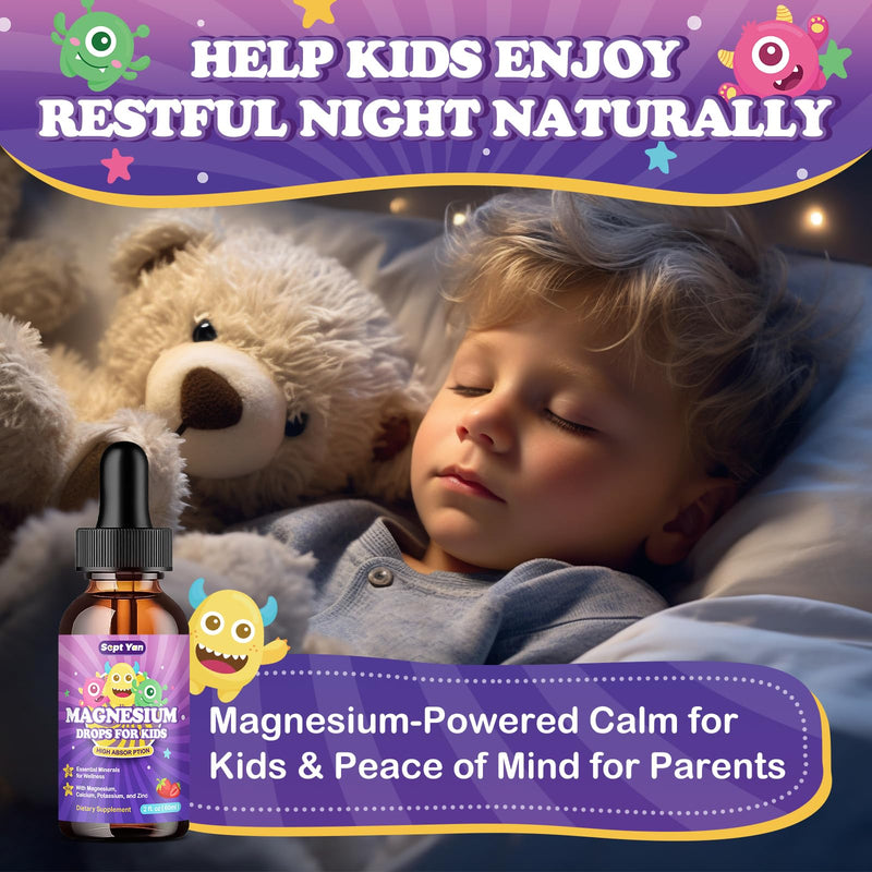 Magnesium Glycinate Liquid for Kids – Liquid Magnesium Glycinate with Zinc, Chamomile, Vitamin B12, B6, D3 – Calm Drops for Sleep, Relaxation, Calm & Focus –Strawberry Flavor, 2 Fl Oz Strawberry 2 Fl Oz (Pack of 1)