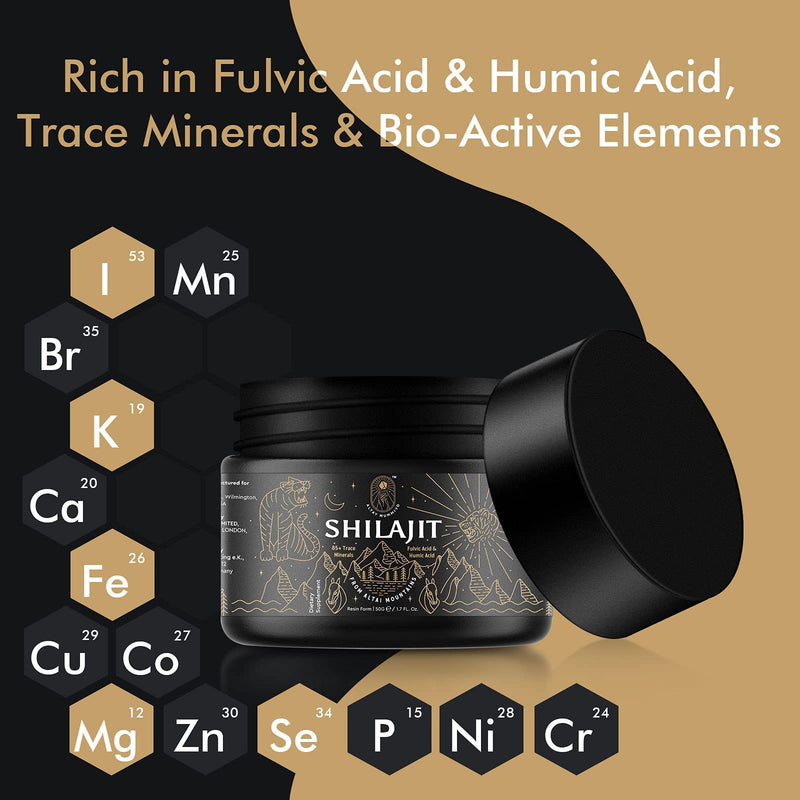 Shilajit Resin with Fulvic Acid & Trace Minerals, Original Siberian Pure Shilajit with 85+ Humic Acid Supplement Gel, Support Metabolism & Immune System - 100 Serving / 50g Unflavored 1.7 Fl Oz (Pack of 1) - BeesActive Australia