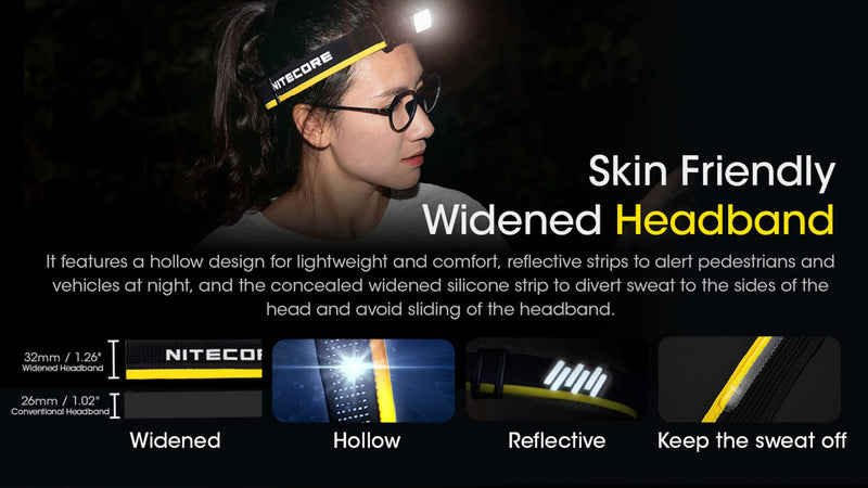 Nitecore NU43 Rechargeable Headlamp, 1400 lumens USB-C Bright Lightweight for Camping, Running, or Working, with Spotlight, Floodlight, Red Light, Including NitecoreS Sticker - BeesActive Australia