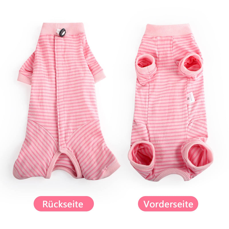 HEYWEAN Cat Bodysuit After Surgery Castration Cat Bodysuit Stripes Long-Sleeved Cat Clothing Neck Collar Alternatives Cat Bodysuit for Cats Surgery Anti-Licking After Surgery Wear M Pink - BeesActive Australia