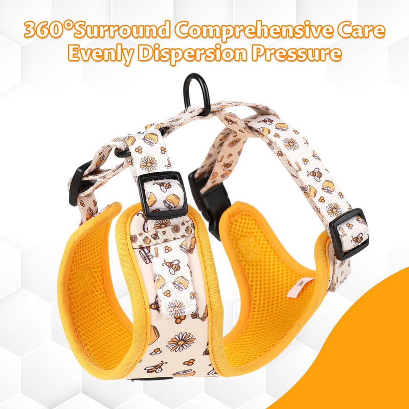 Dog Cat Harness and Leash Set, Puppia Soft Mesh Padded and Adjustable Puppy Vest Cute Dog Clothes Escape Proof Easy Walk Dog Accessories (Honeybee, M (Neck 13.4"-16.5"; Chest 17.7"-23")) Honeybee M (Neck 13.4"-16.5"; Chest 17.7"-23") - BeesActive Australia