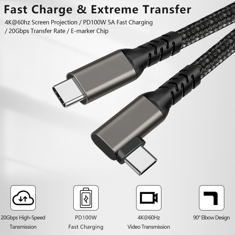 Link Cable 10 FT for Apple Vision Pro, USB-C to USB-C, PD 3.0 100W Fast Charging Cord for Vision Pro, 90° Angled Connector, High-Speed PC Data Transfer, Premium Apple Vision Pro Accessories - BeesActive Australia