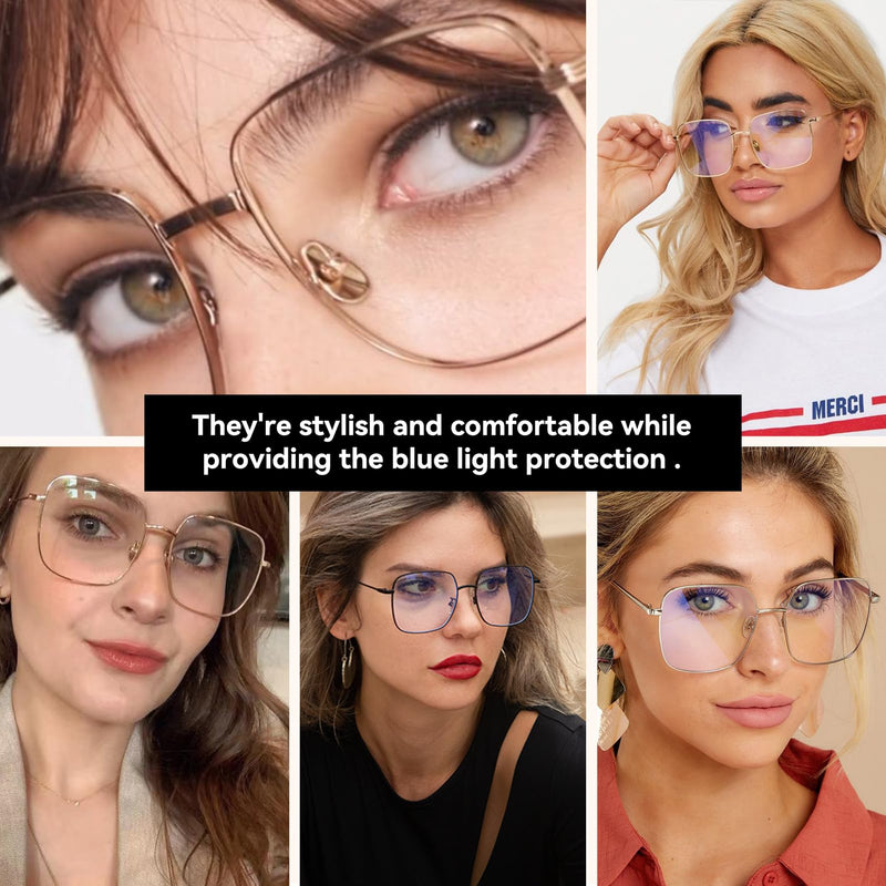 Dollger Blue Light Blocking Glasses women Anti Glare UV Filter Computer Gaming Glasses Retro matal square Eyeglasses Frame 1,blocking Glasses Gold Frame - BeesActive Australia