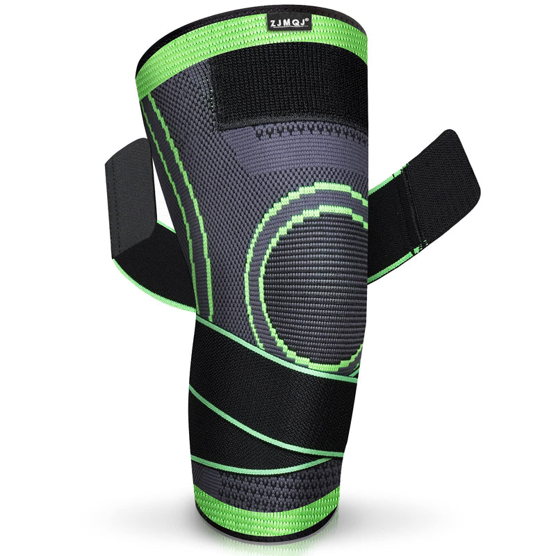 Knee Brace with Straps for Women/Men, Knee Compression Sleeve for Knee Pain, Arthritis, ACL, PCL, Meniscus Tear, Joint Pain Relief. Knee Support for Running, Workout, 1 pcs (Green, L/XL) Green, L/XL - BeesActive Australia