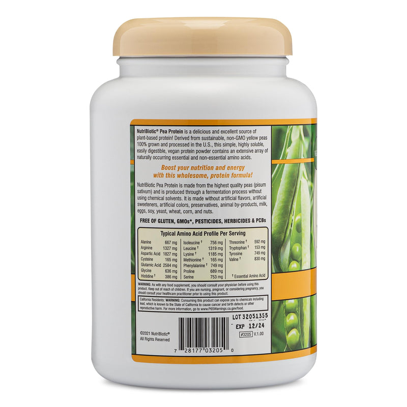 NutriBiotic Pea Protein Vanilla 21 Oz | Low Carb Vegan Plant Protein Powder | 100% Grown & Processed in the USA | Deliciously Creamy & BCAA-Rich | Made without Chemicals, GMOs & Gluten | Keto Friendly 1.31 Pound (Pack of 1) - BeesActive Australia