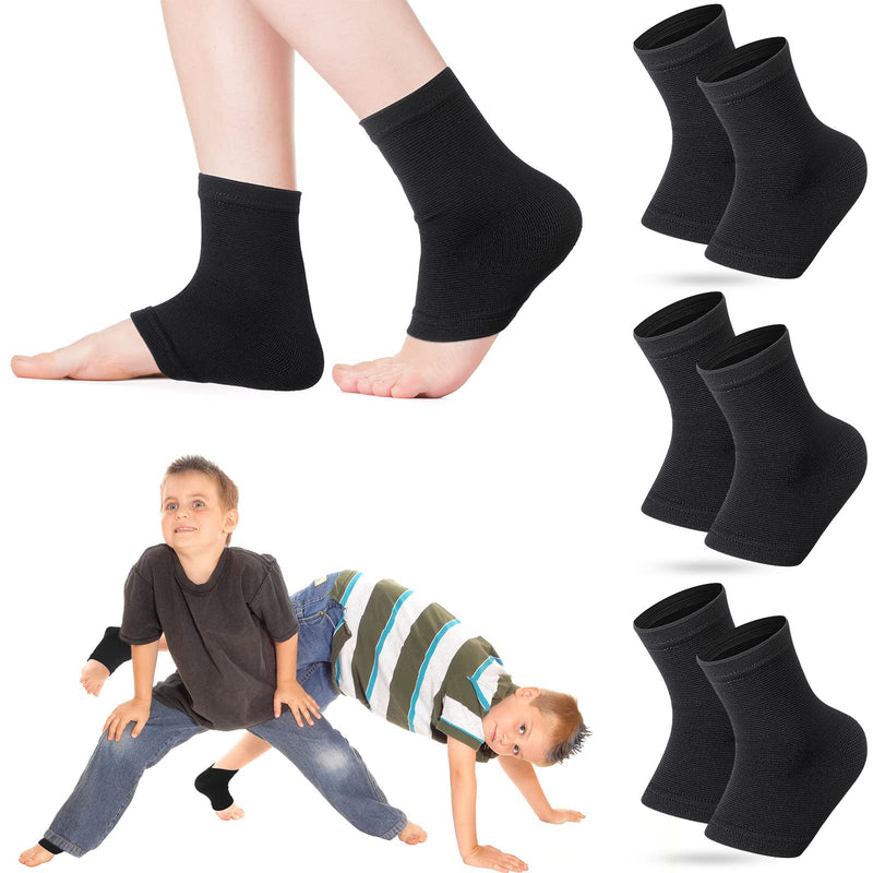 Tarpop 3 Pair Ankle Compression Sleeves for Kids Ankle Brace Compression Sleeves Foot Arch Sock for Girls Sports Running Dance Fitness Gymnastics(Black,Medium) Medium Black