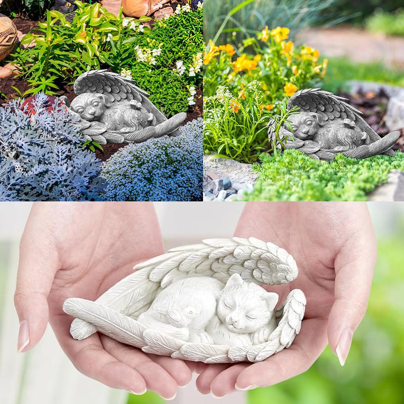 RTUHCSP Cat Angel Memorial Stone, Cat Angel Figures, Memorial Stone for Pets, Resin Cat Memorial Statue, Cat Figure Garden Gift Keepsake Home Grave Decoration Decoration - BeesActive Australia