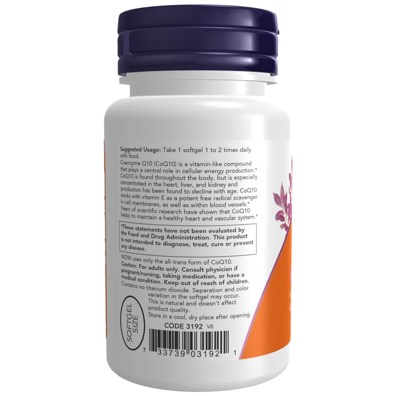 NOW Foods Supplements, CoQ10 50 mg, Pharmaceutical Grade, All-Trans Form produced by Fermentation, 50 Softgels 50 Count (Pack of 1)