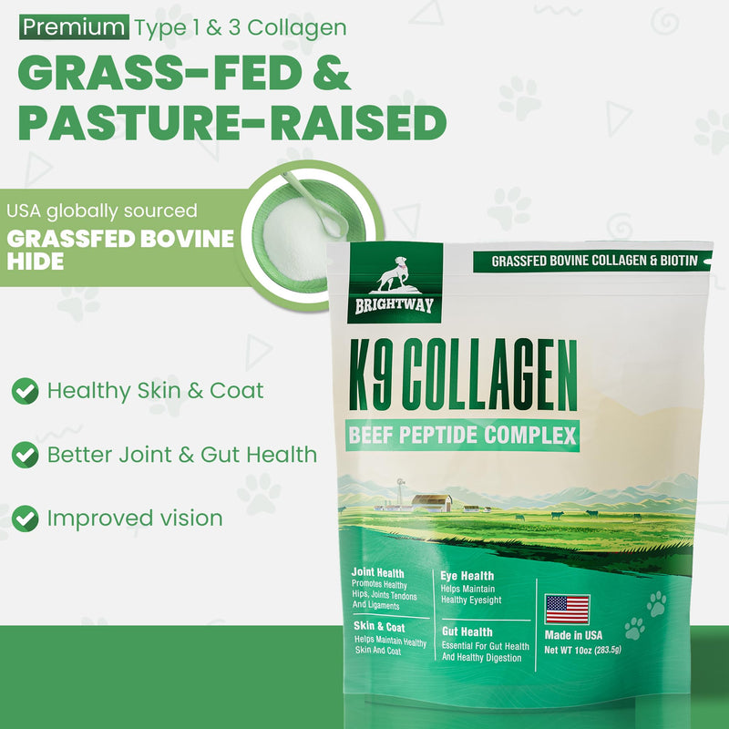K9 Collagen PEPTIDE Complex W/BIOTIN - Hip & Joint Supplement for Dogs- Supports Healthy Joints, Skin & Coat – Helps in Recovery & Repair– 3+ Months Supply - Over 114 Servings! - PawsPlanet Australia