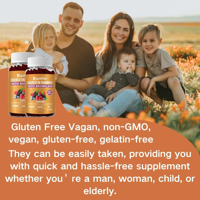 Quercetin with Bromelain, Zinc & Vitamin C - Cardiovascular,Aging Support Chewable Vitamins -Vegan - Pure Quercetin for Kids and Adults - Non-GMO 60 Count 1 Count (Pack of 60)