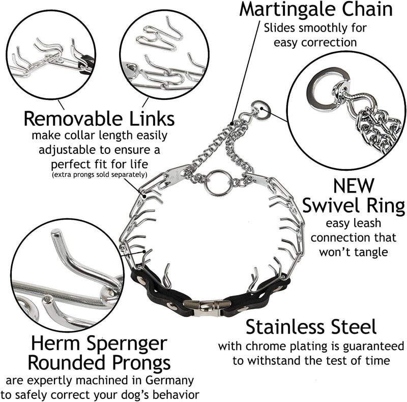 Herm Sprenger Prong Collar for Dogs Training – Quick Release Buckle & Swivel Ring for Easy Use – Made of Durable Steel Chrome Plated in Germany– 4.0mm Prongs for Extra Large Dogs with 26-30" Neck - BeesActive Australia