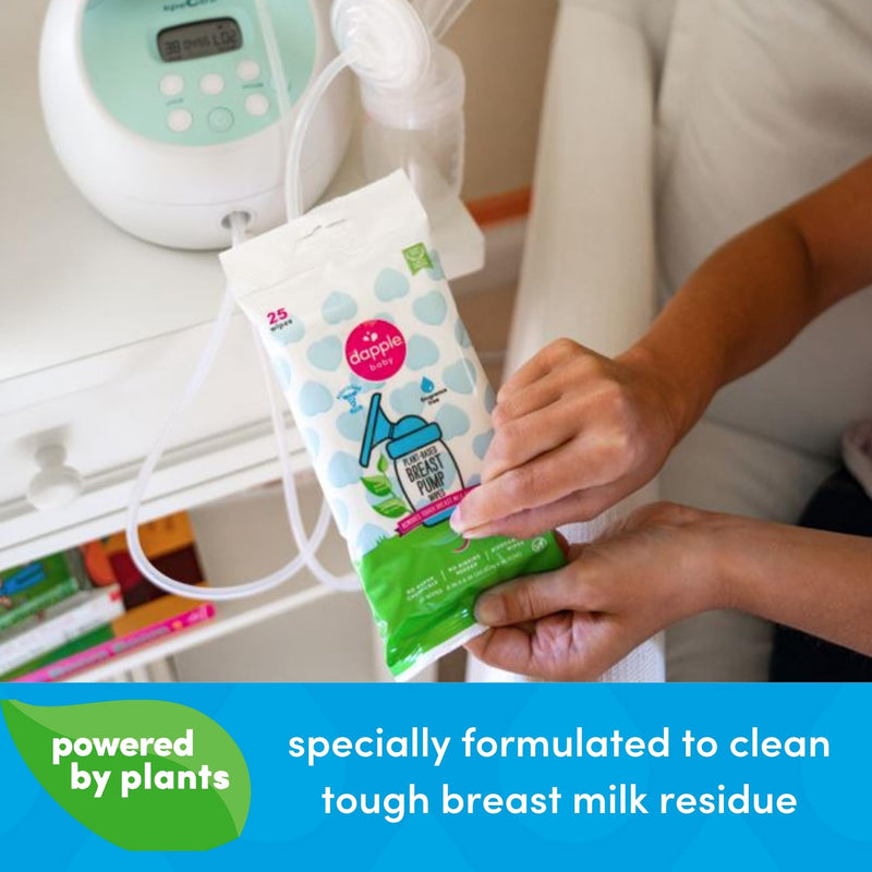 Dapple Baby Breast Pump Cleaner Wipes, Fragrance Free, 25 Count (Pack of 2) - Travel Breast Pump Cleaning Wipes Made in The USA Unscented 25 Count (Pack of 2) - BeesActive Australia