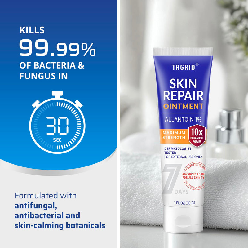TAGRID Skin Repair Ointment (1 Oz) for Ingrown Hair, Folliculitis, Boils, Angular Cheilitis, Lichen Sclerosis, Impetigo, and Pitted Keratolysis Treatment - Maximum Strength Antifungal Cream 1 Ounce - BeesActive Australia