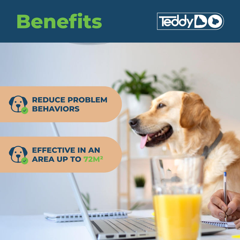 TeddyDo Calming Diffuser for Dogs | 2 Diffusers + 2x48ml Refills | 60-Day Double Pack with UK Plug | Helps Reduce Stress, Anxiety & Unwanted Behaviour | Safe Natural Dog Relaxation Aid 2 Pack