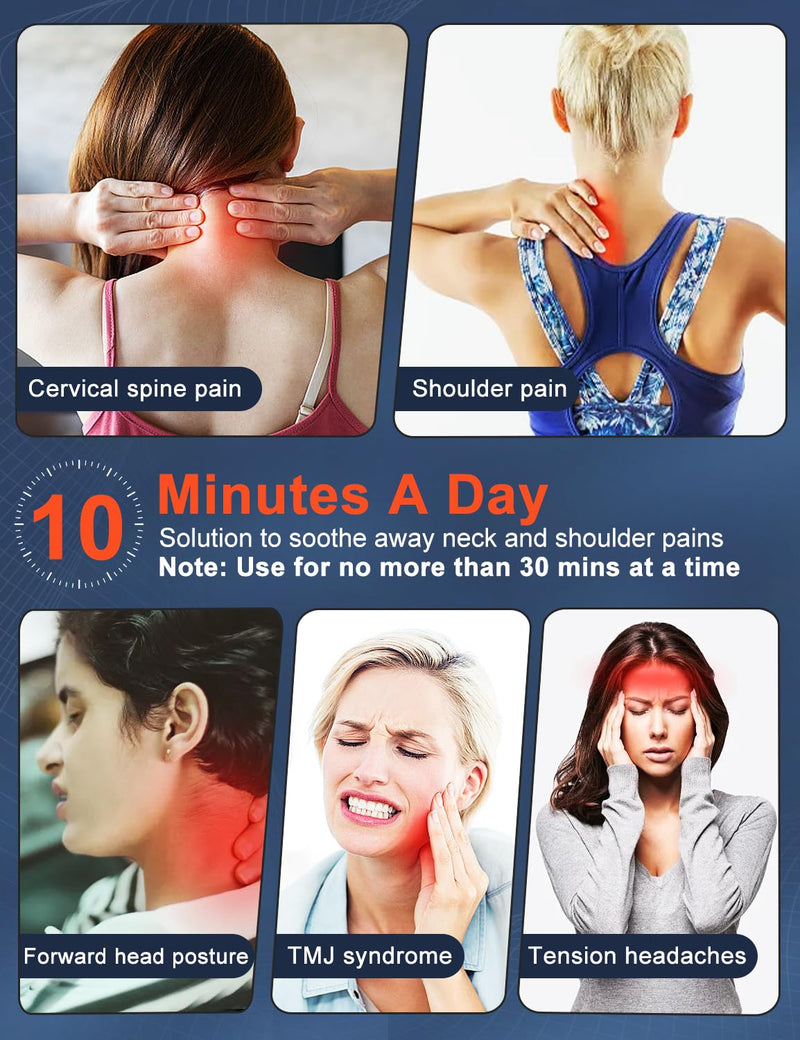 Wireless Heated Neck Stretcher for Pain Relief, Portable Cordless Neck Shoulder Cervical Traction Device with Graphene Heating Pad No Smell Magnetic Therapy Case Relaxer for TMJ Migraine Spine Alignme - BeesActive Australia