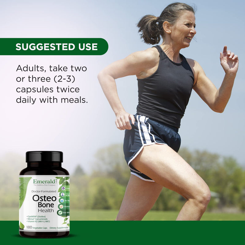 EMERALD LABS Osteo Bone Health, 180 Vegetable Capsules | Immune Support & Bone & Joint Supplement* with Vitamin D3, K2, Calcium, Magnesium, OptiMSM, Meriva Phytosome & More 180 Count (Pack of 1)