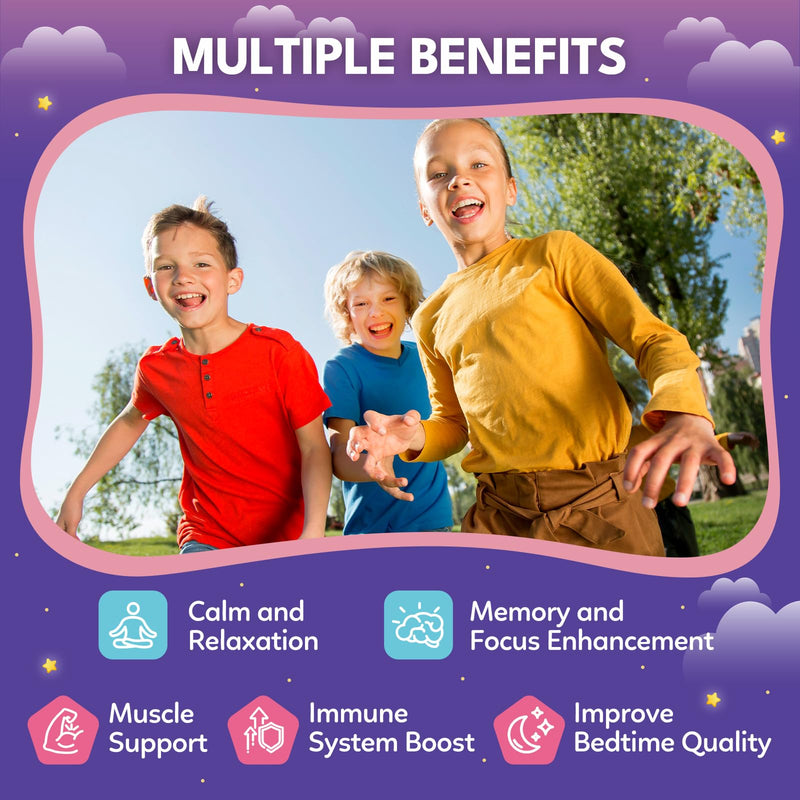 2PCS Magnesium Calming Gummies for Kids 4+ & Adults, Sugar Free Magnesium Supplement with L-Theanine, Chamomile, Vitamins B6, D3, K2, Zinc for Sleep, Relaxation, Focus & Muscle Support Mango & Peach 60 Count (Pack of 2)