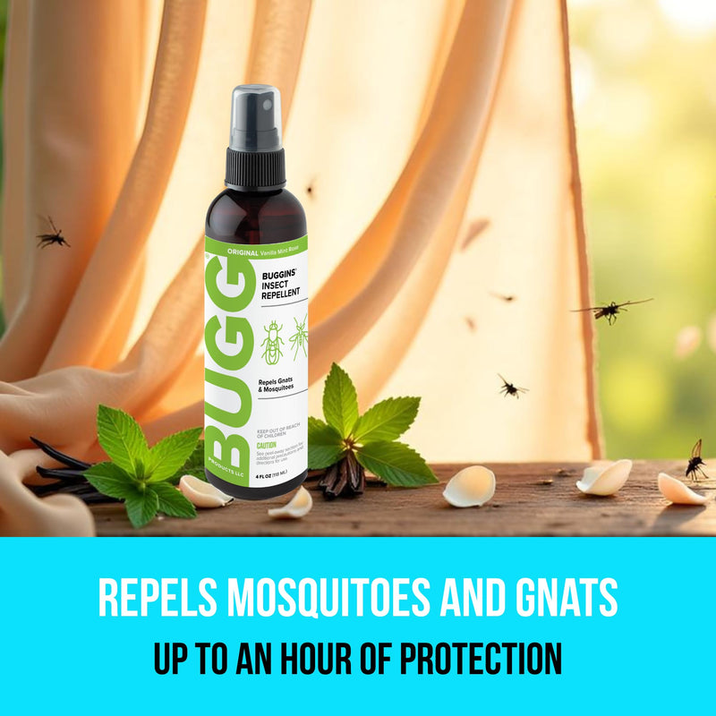 BUGGINS Original - Insect Repellent - Gnats & Mosquitoes, DEET Free, Non-Greasy - 4 oz Pump Spray Bottle 4 Ounce (Pack of 1)