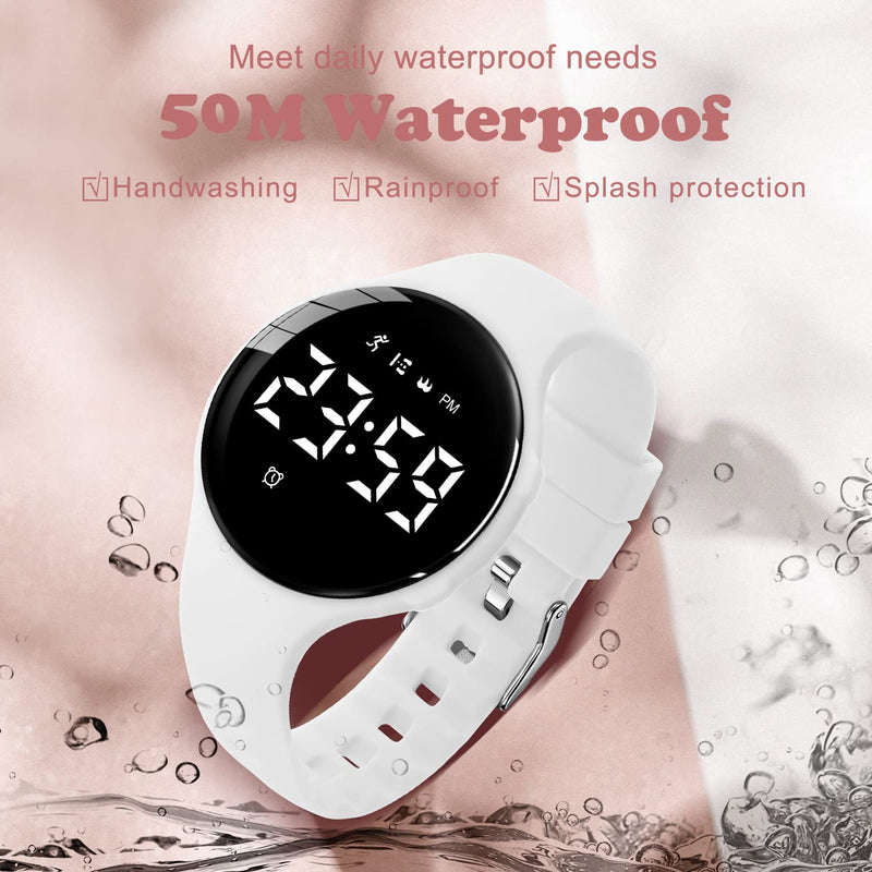 BEN NEVIS Kids Watch, Digital Watch for Boys Girls, Sport Watch with Fitness Tracker, Alarm Clock, Stopwatch, No App and Waterproof, Watch for Kids Ages 5-12 41-White-A